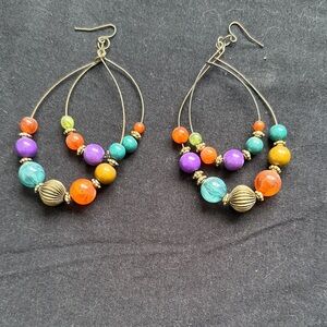 Colorful Beaded Hoop Earrings